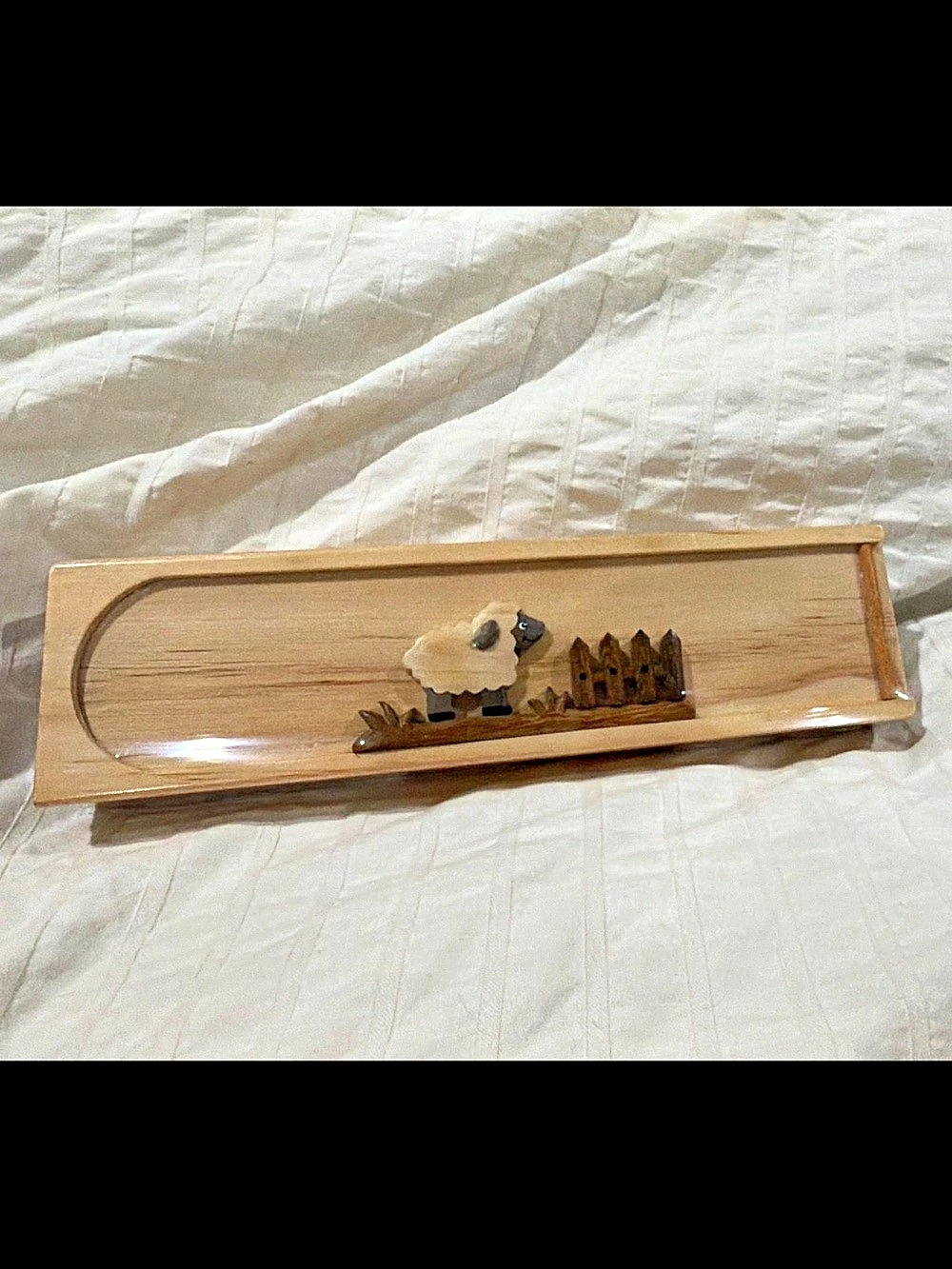 Wooden Sheep Storage/Pencil Case (still sealed in plastic, unopened shown in thi